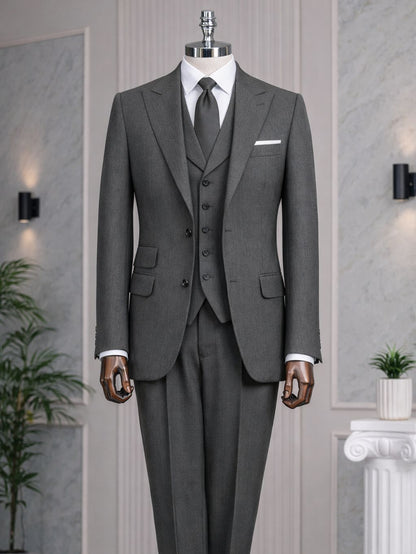 Grey Slim-Fit Suit 3-Piece