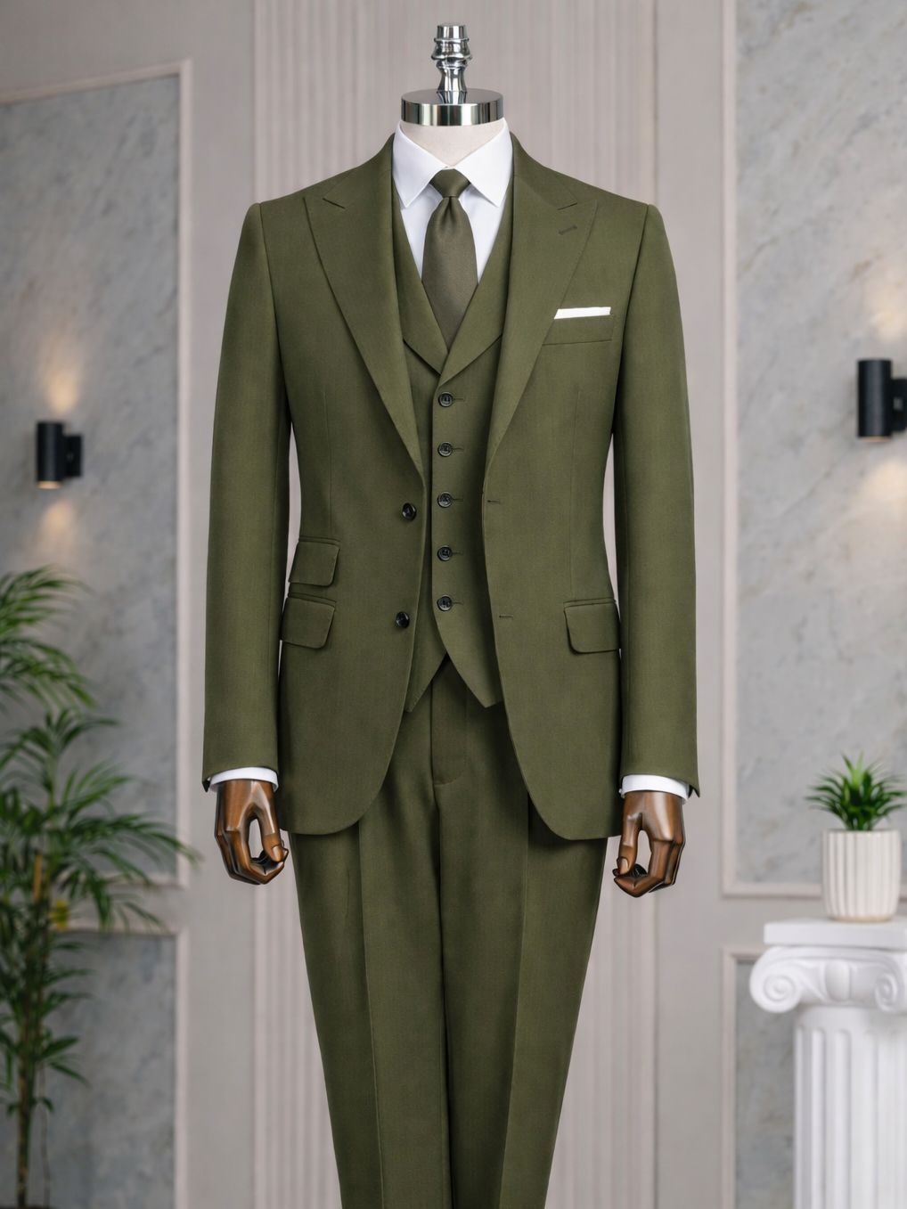 Khaki Slim-Fit Suit 3-Piece