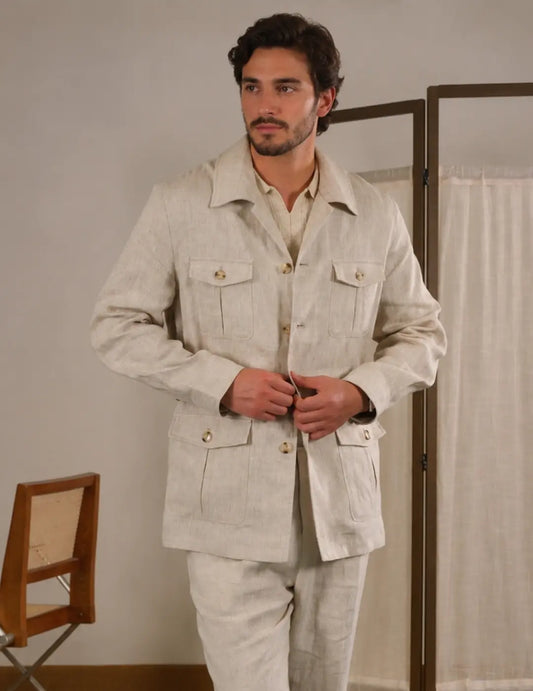 Men's Breathable Linen Italian Safari Jacket