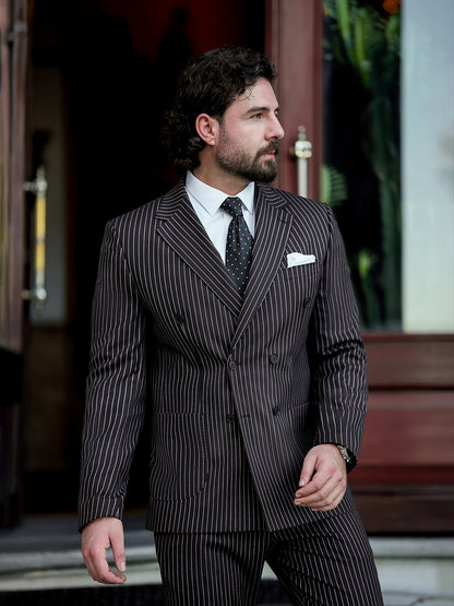 Bordeaux Striped Double Breasted Suit 2-Piece VIOSSI