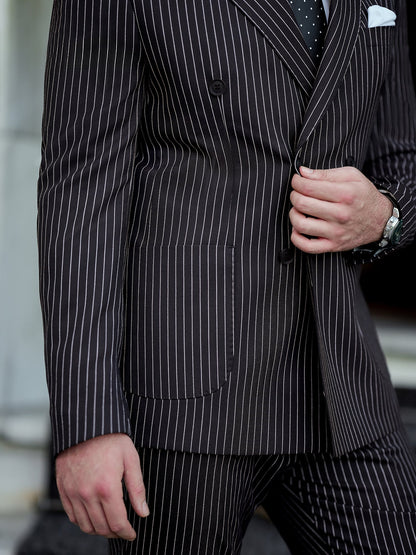 Bordeaux Striped Double Breasted Suit 2-Piece VIOSSI