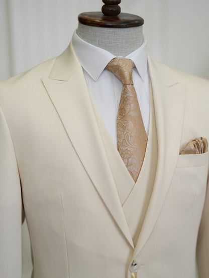 Brabion Aston Beige Slim Fit 3 Piece Suit - Elegance for Every Occasion