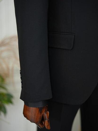 Brabion Aston Black Slim Fit 3 Piece Suit