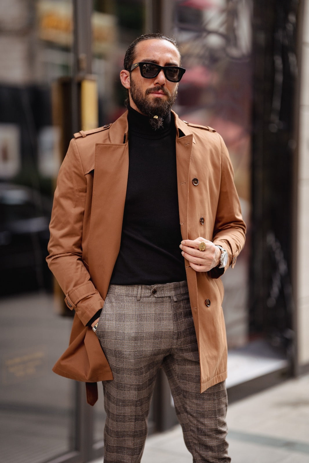 Paris Camel Slim Fit Double Breasted Long Coat – Effortlessly Stylish Elegance