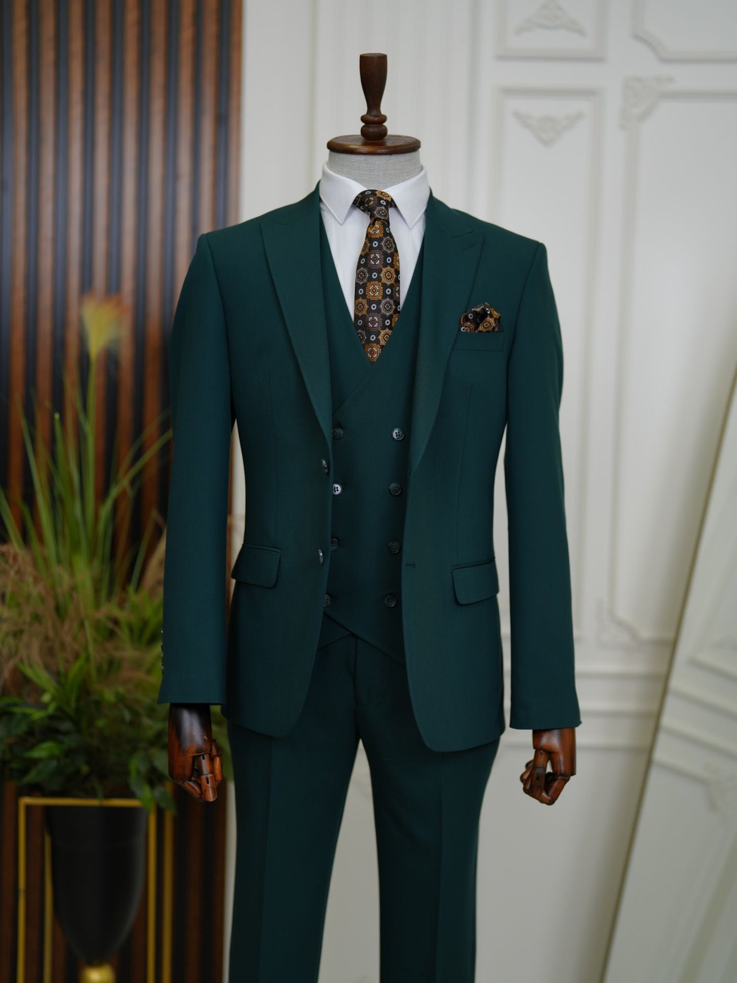 Brabion Aston Green Slim Fit 3 Piece Suit