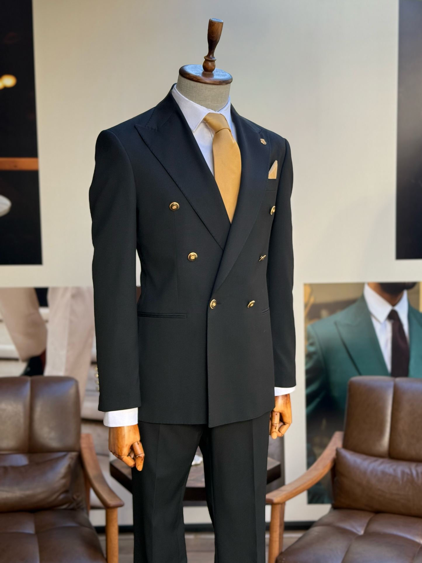 Black Double Breasted Suit 2-Piece VIOSSI - CB