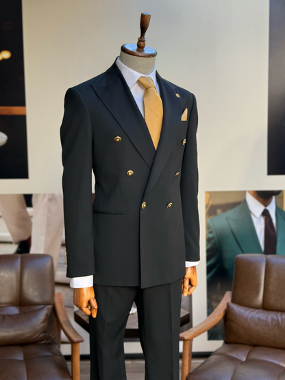 Black Double Breasted Suit 2-Piece VIOSSI - CB