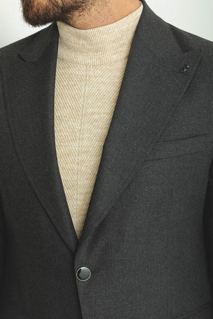 Brabion Rocco Dark Gray Slim Fit Peak Lapel Suit