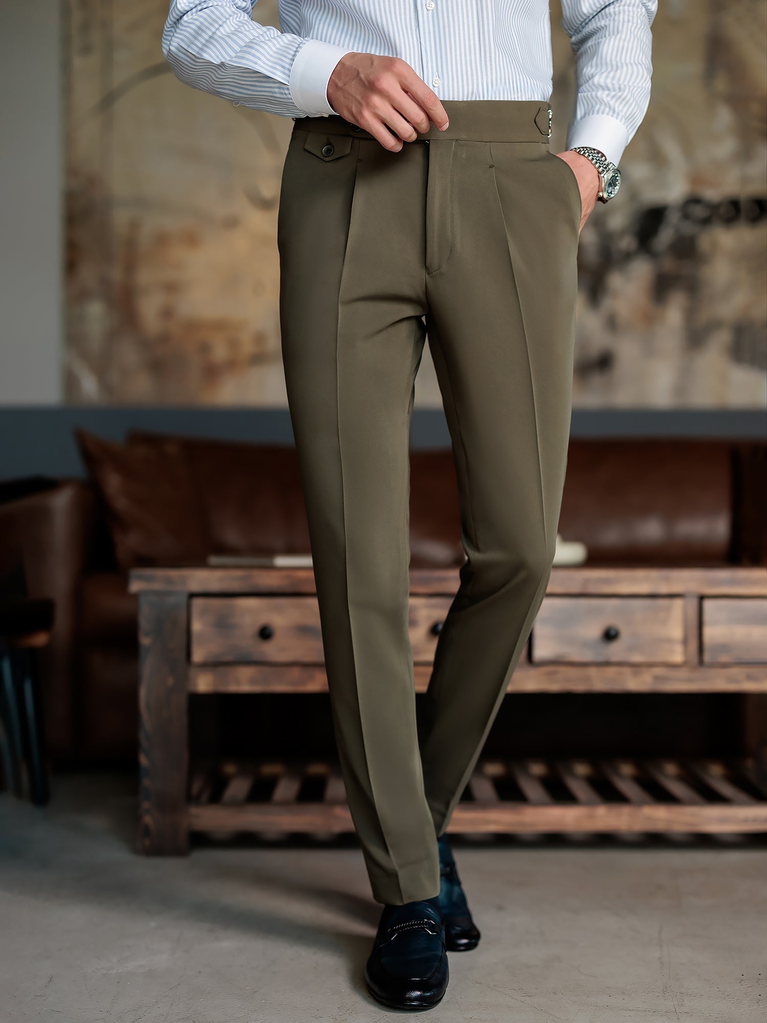 London Khaki High Waist Slim-Fit Pants VIOSSI