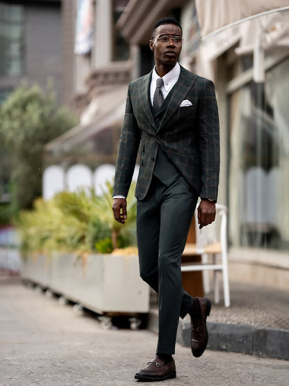 Green Plaid Slim-Fit Suit 3-Piece VIOSSI