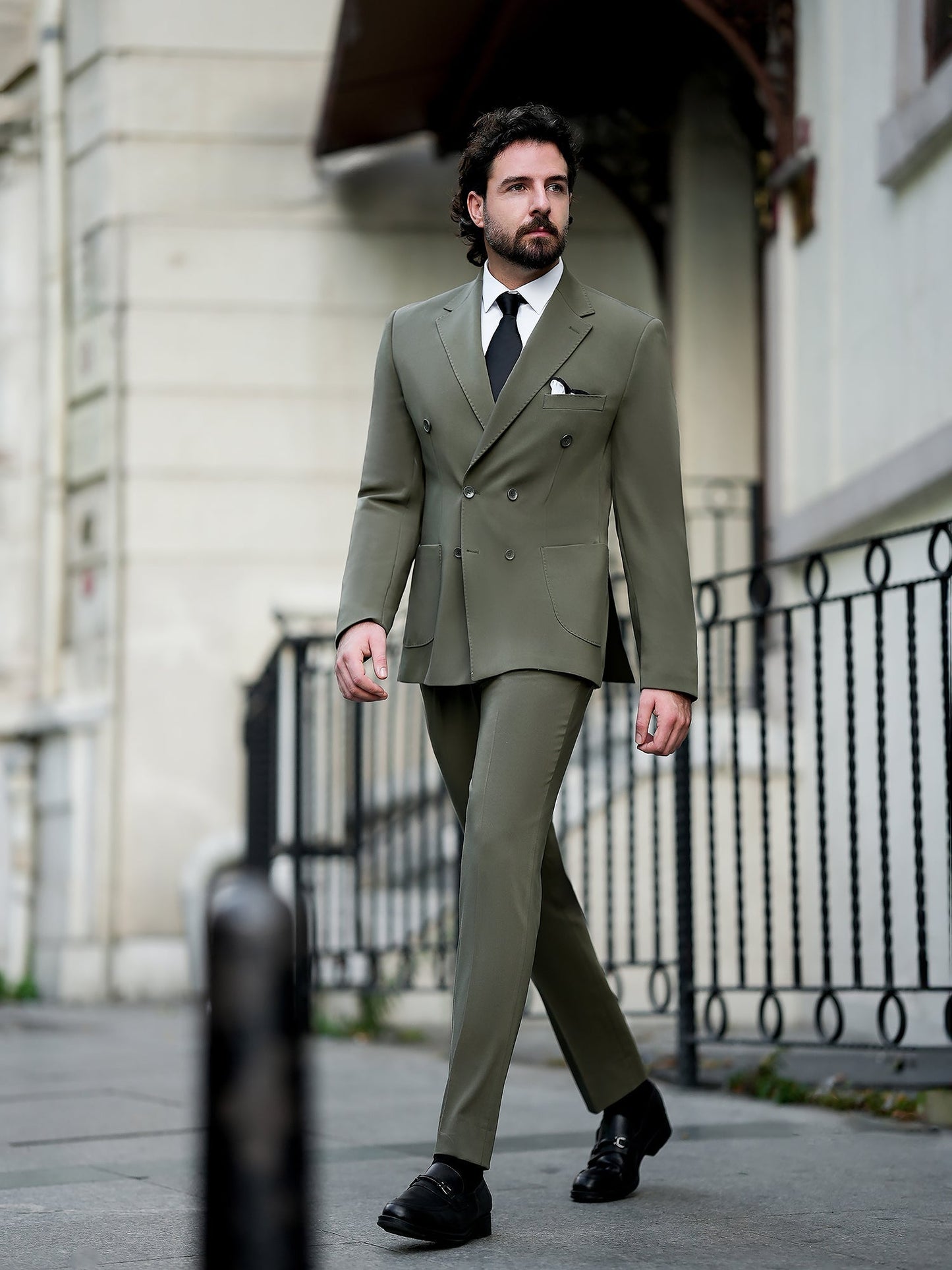Khaki Double Breasted Suit 2-Piece VIOSSI