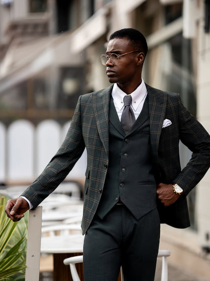 Green Plaid Slim-Fit Suit 3-Piece VIOSSI
