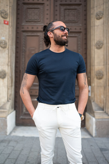 Brabion Maison White Slim Fit Pants: Versatile Elegance for Every Occasion