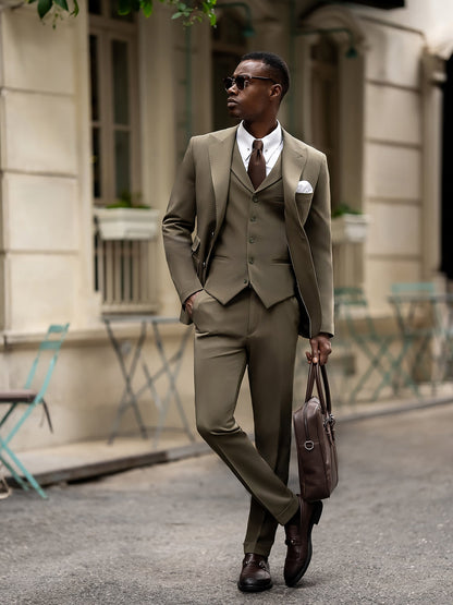 Khaki Slim-Fit Suit 3-Piece VIOSSI
