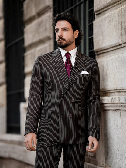 Brown Striped Double Breasted Suit 2-Piece VIOSSI