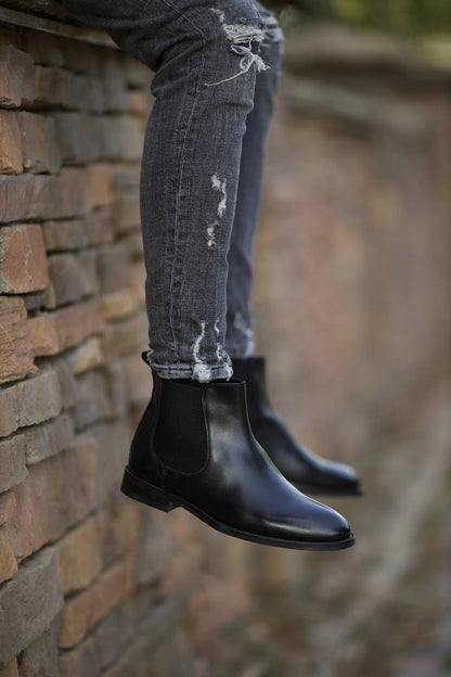 Bojoni Omaha Leather Black Chelsea Boots Shoes