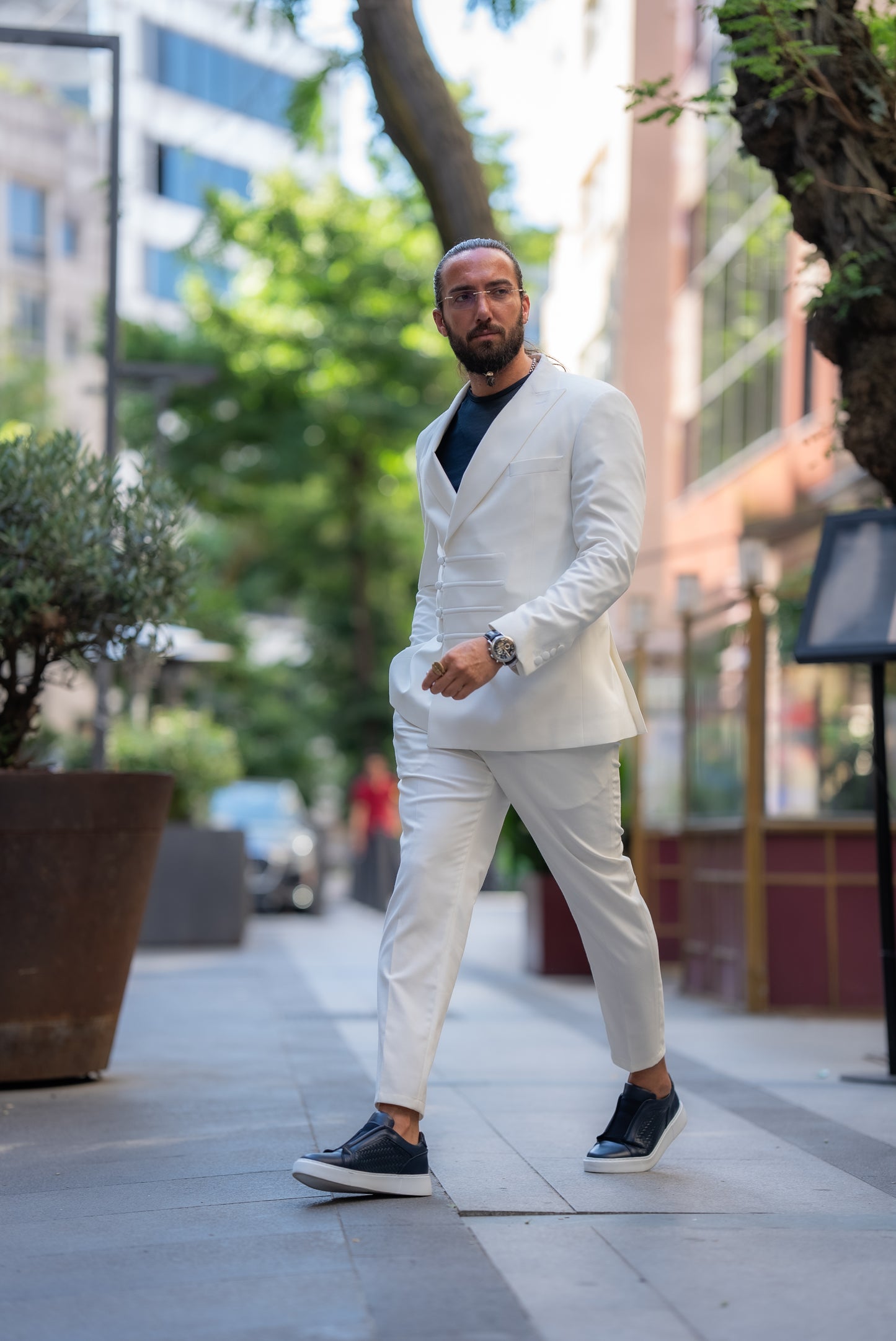 Brabion Alonso White Slim Fit Double Breasted Suit