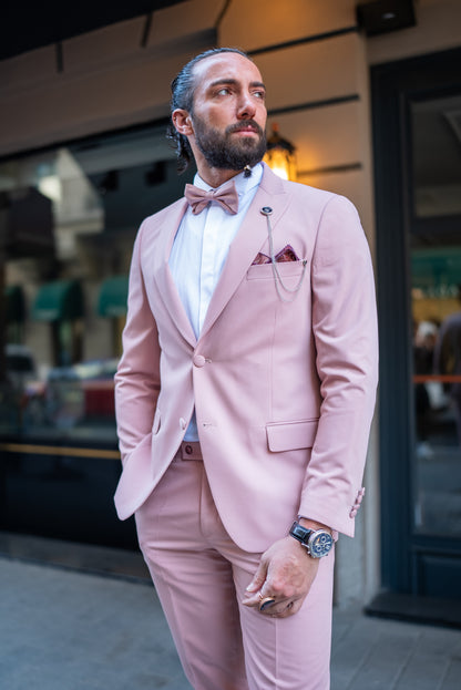 Brabion Massimo Pink Slim Fit Peak Lapel Tuxedo