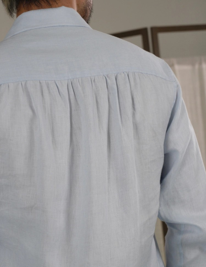 Men's Linen Cuban Collar Long Sleeve Shirt