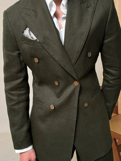 Men's Capri Breathable 100% Linen Double-Breasted Blazer