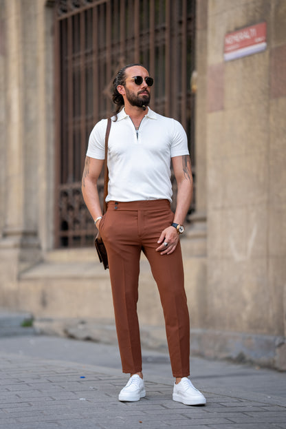 Brabion Tauris White Slim Fit Zippers Polo Shirt: The Epitome of Versatile Style