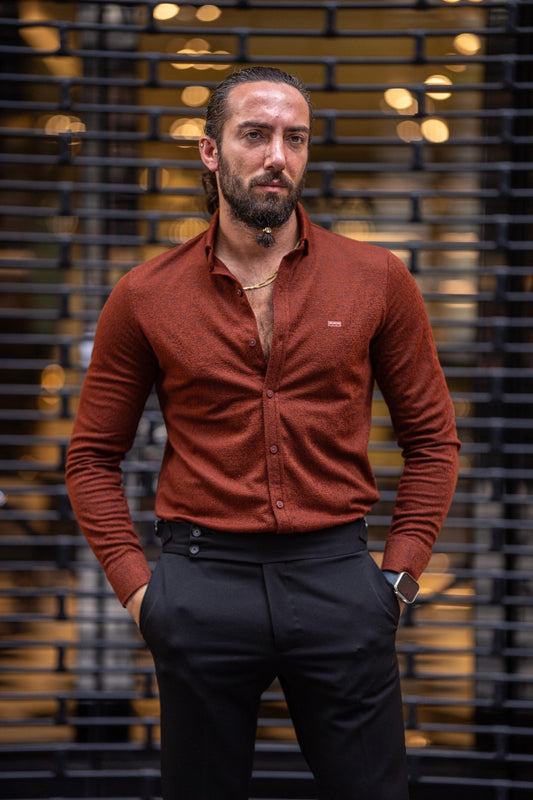 Brabion Ardean Tile Slim Fit Textured Cotton Shirt - Versatile Elegance