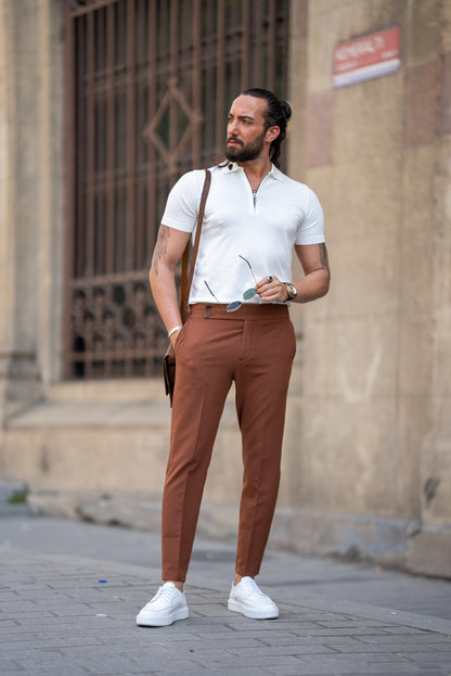 Brabion Tauris White Slim Fit Zippers Polo Shirt: The Epitome of Versatile Style