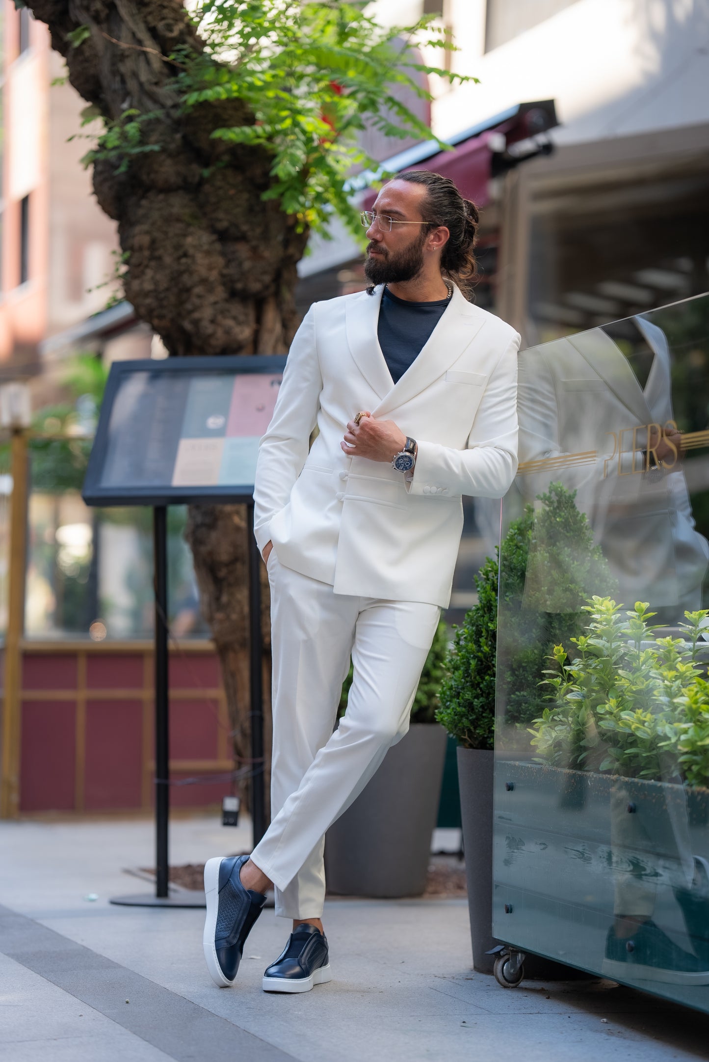 Brabion Alonso White Slim Fit Double Breasted Suit