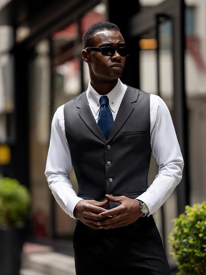 Dark Navy Plaid Slim-Fit Suit 3-Piece VIOSSI