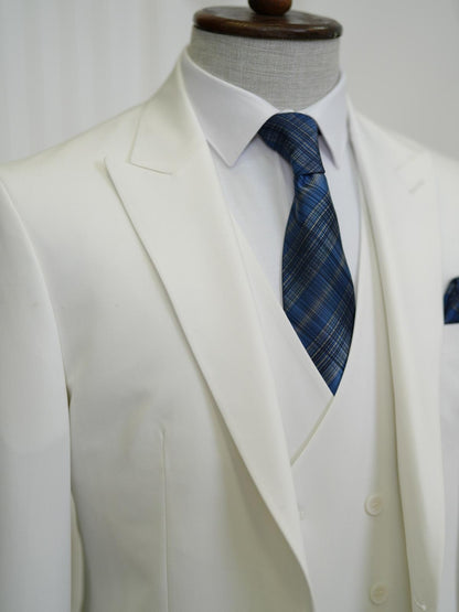Brabion Aston White Slim Fit 3 Piece Suit