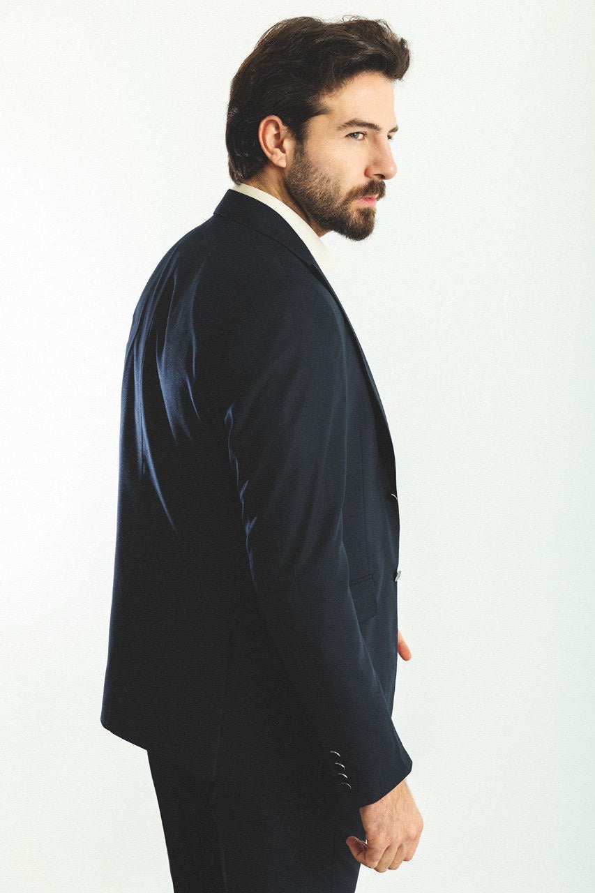 Brabion Rocco Navy Blue Slim Fit Peak Lapel Suit for Modern Men