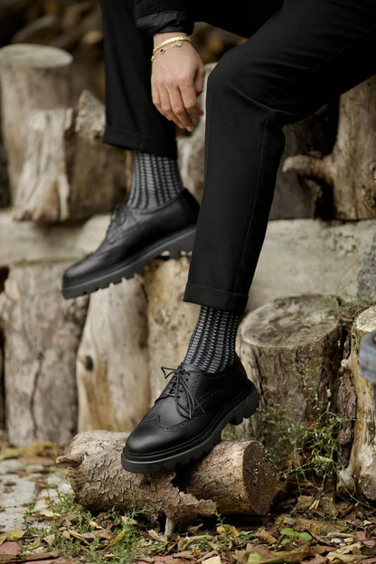 Bojoni Omaha Leather Black Oxford Shoes