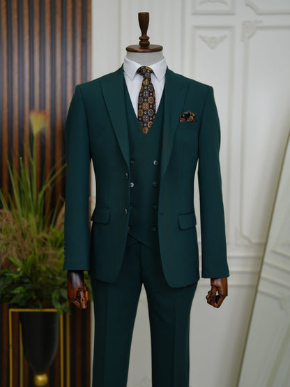Brabion Aston Green Slim Fit 3 Piece Suit