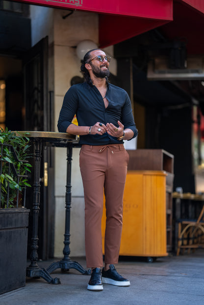 Brabion Alonso Black Slim Fit Button Collar Formal Shirt