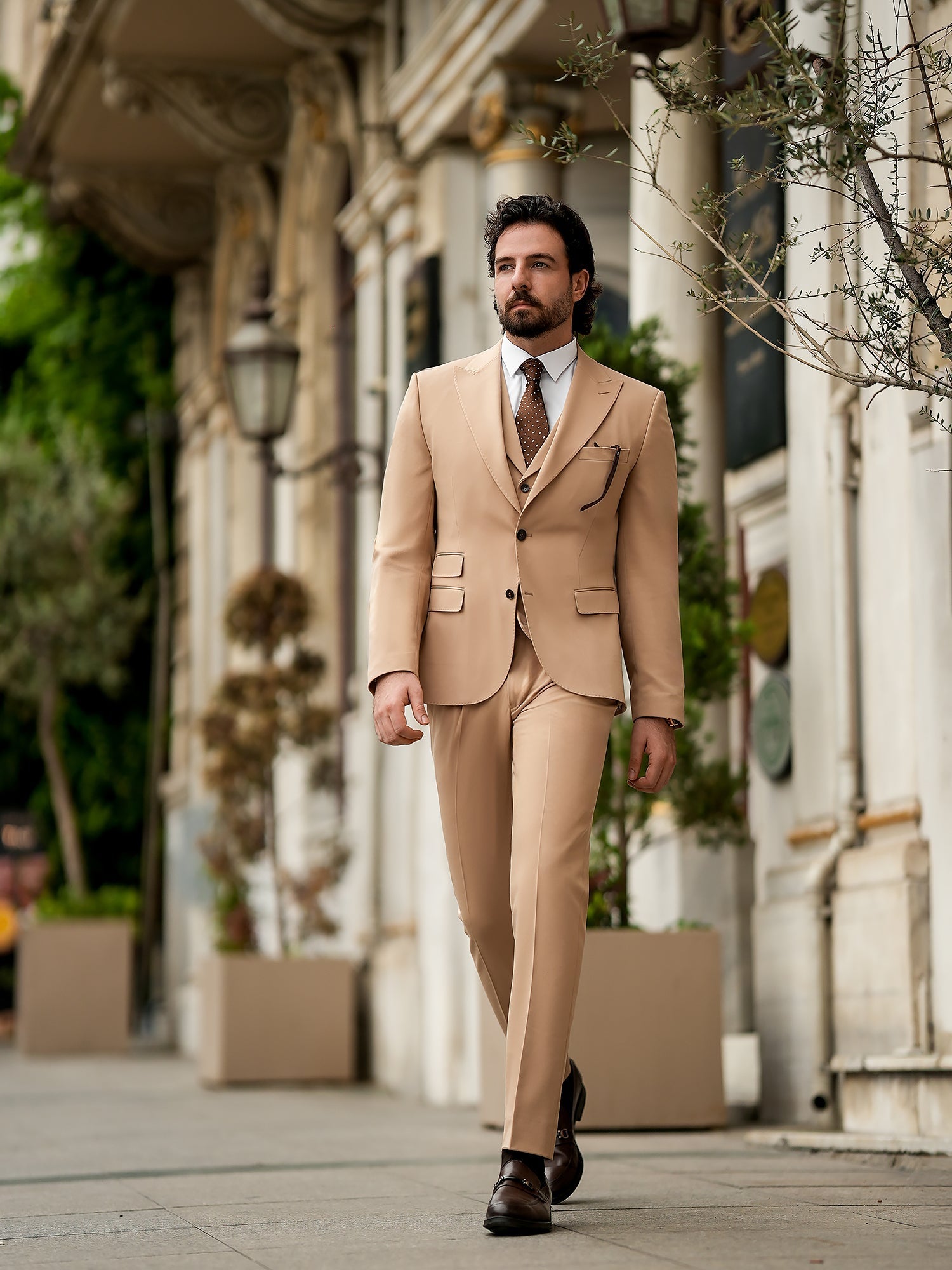 Camel Slim-Fit Suit 3-Piece VIOSSI