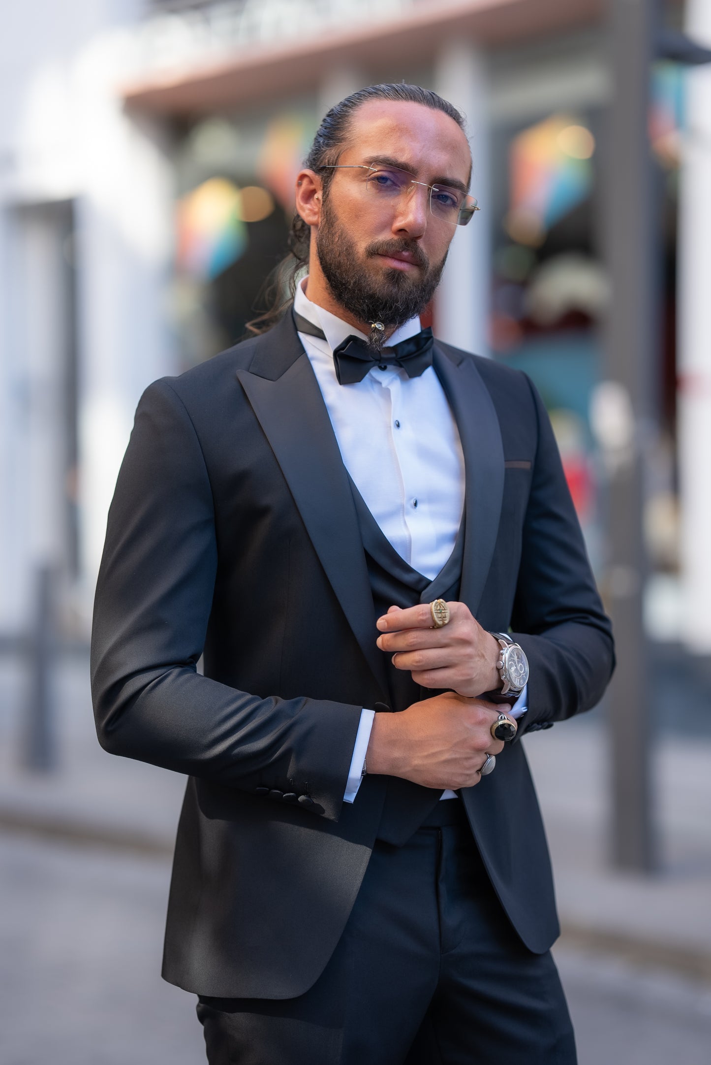 Brabion Alonso Black Slim Fit Peak Lapel Tuxedo – Elevate Your Formal Look
