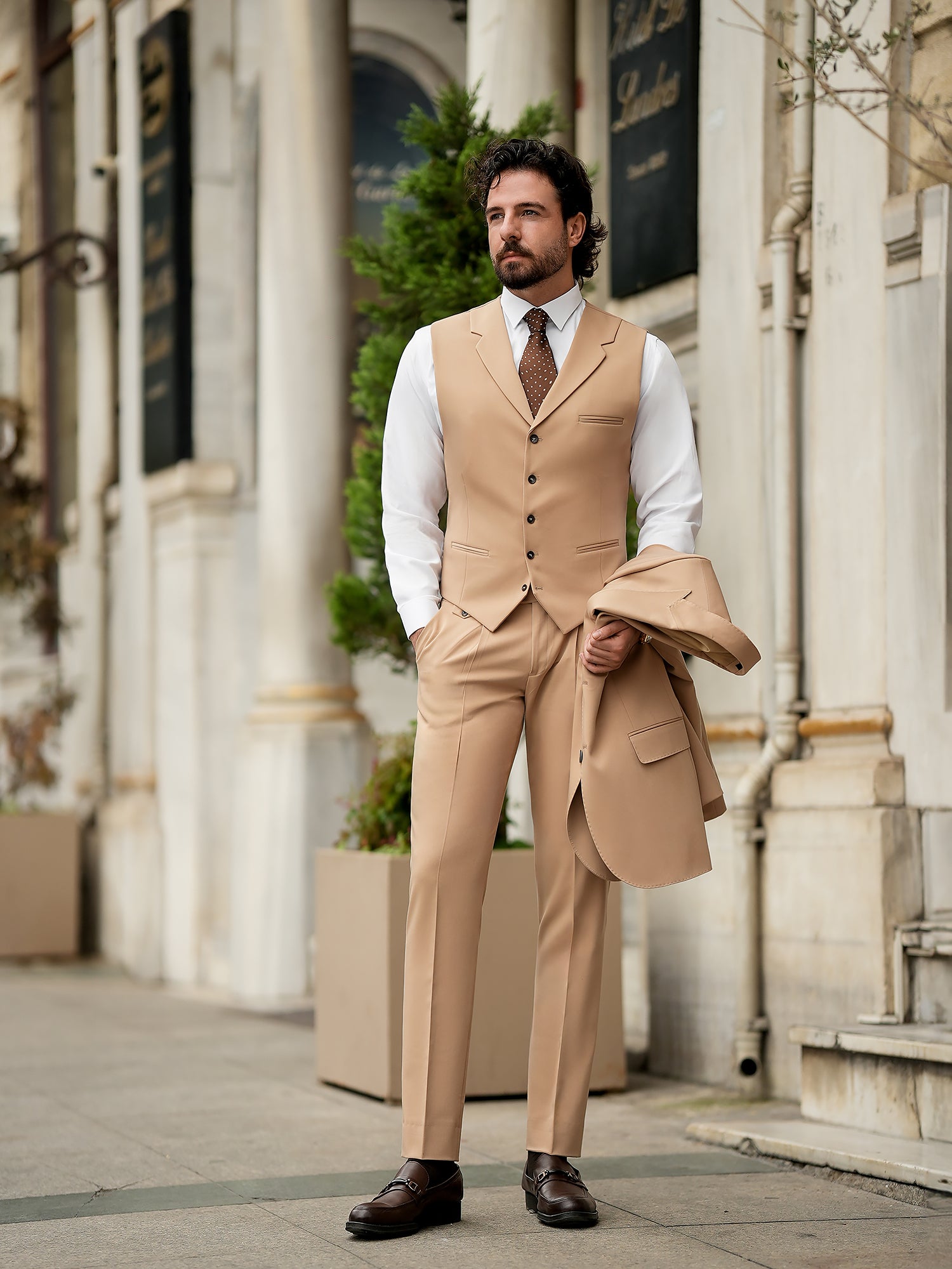 Camel Slim-Fit Suit 3-Piece VIOSSI