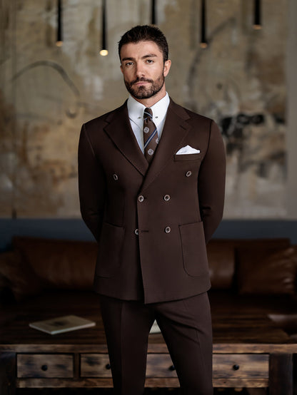 Brown Double Breasted Suit 2-Piece VIOSSI