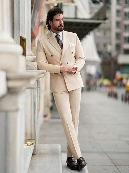 Beige Double Breasted Suit 2-Piece VIOSSI