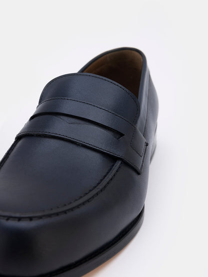 Navy Leather Penny Loafers VIOSSI