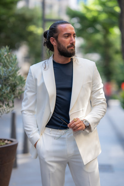 Brabion Alonso White Slim Fit Double Breasted Suit