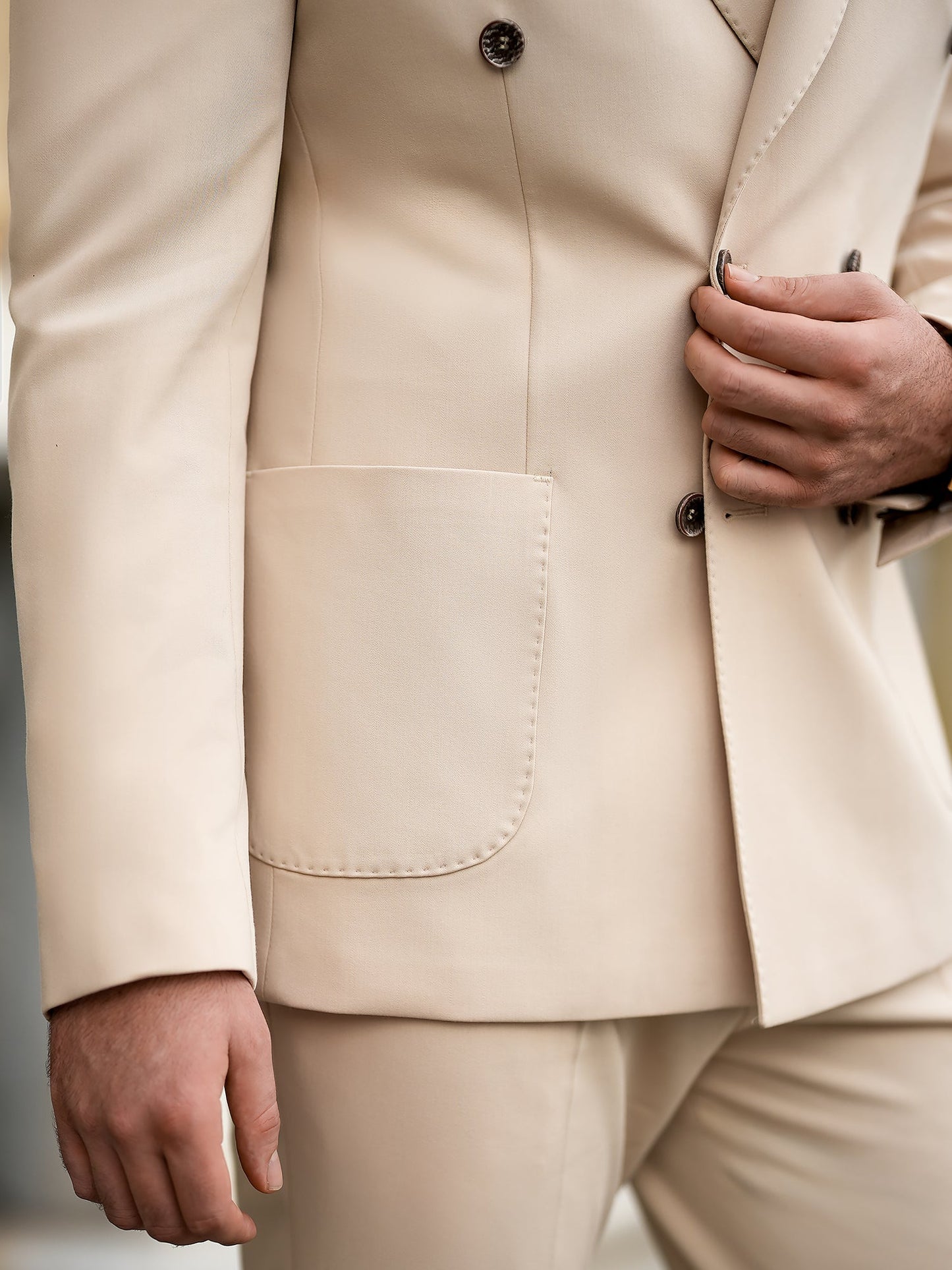 Beige Double Breasted Suit 2-Piece VIOSSI