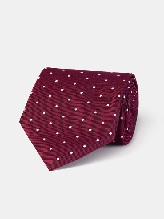 Bordeaux Polka-Dot Tie 9cm - BRABION