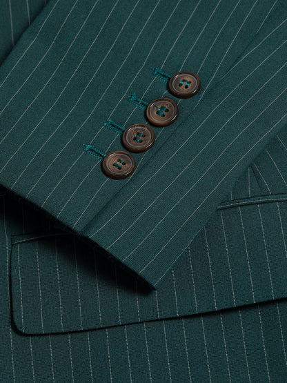 Green Striped Double Breasted Suit 2-Piece VIOSSI