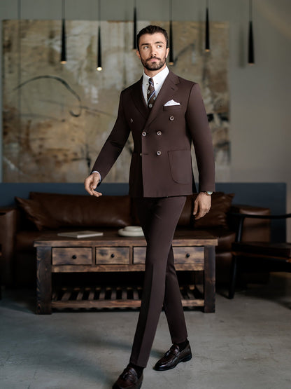 Brown Double Breasted Suit 2-Piece VIOSSI
