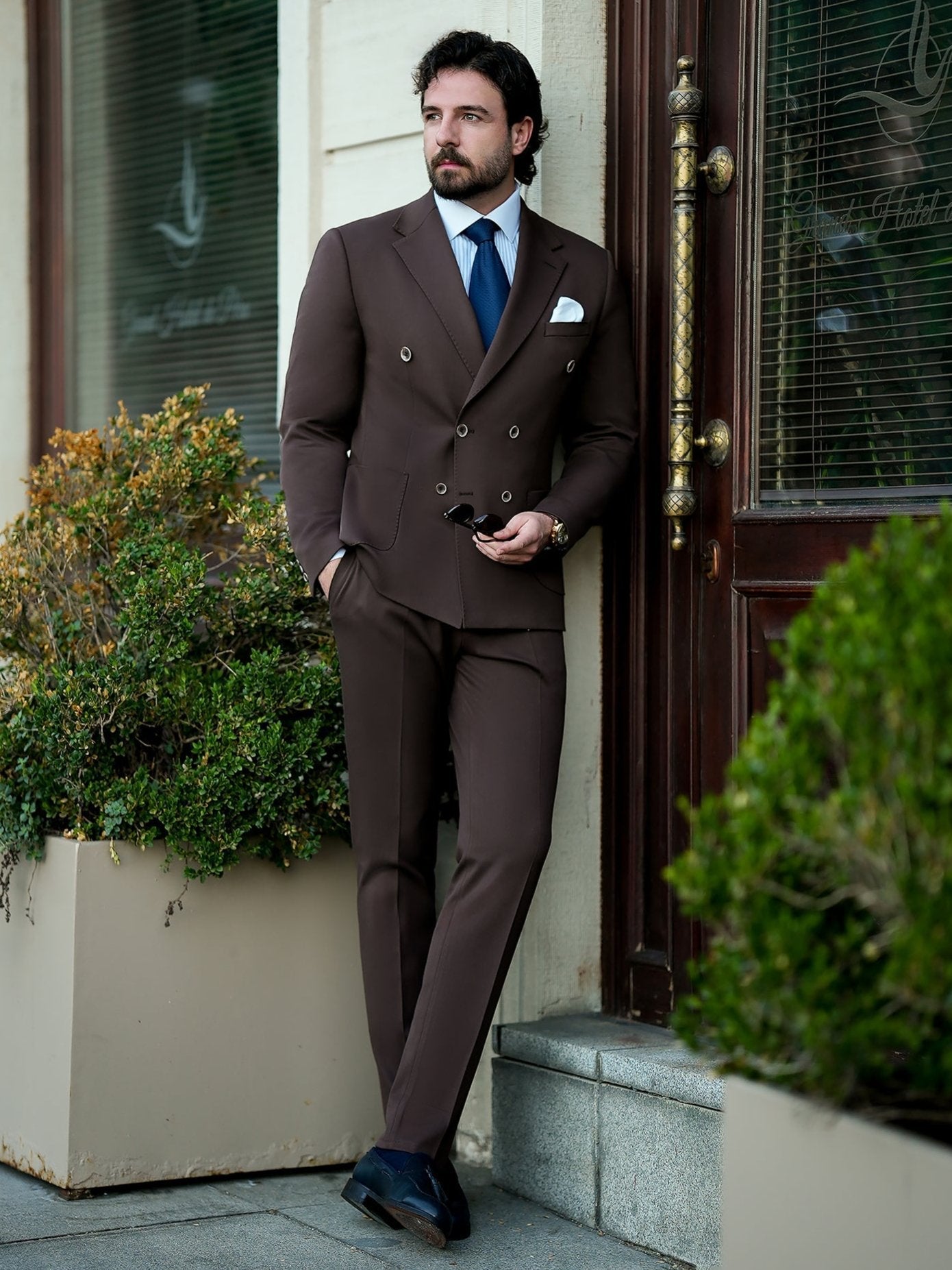 Brown Double Breasted Suit 2-Piece VIOSSI