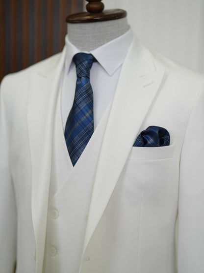 Brabion Aston White Slim Fit 3 Piece Suit