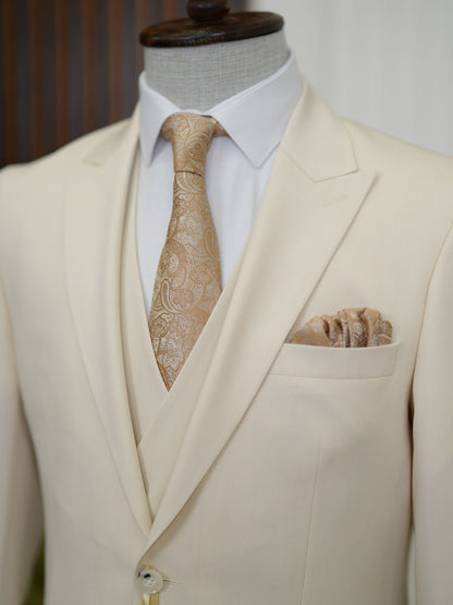Brabion Aston Beige Slim Fit 3 Piece Suit - Elegance for Every Occasion