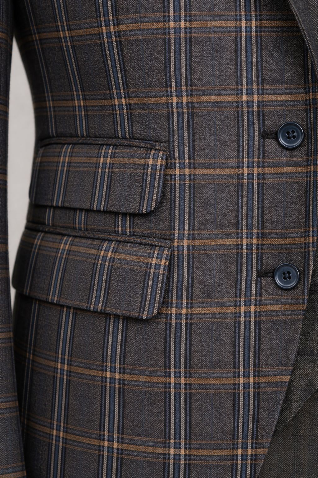 Navy Plaid Slim-Fit Suit 3-Piece VIOSSI