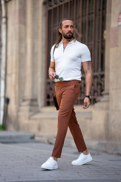 Brabion Tauris White Slim Fit Zippers Polo Shirt: The Epitome of Versatile Style